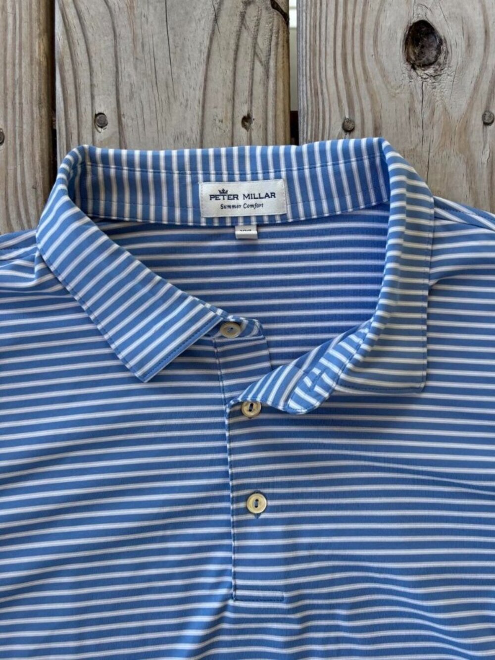 Peter Millar Summer Comfort Polo Golf Shirt Striped Blue/White 2XL